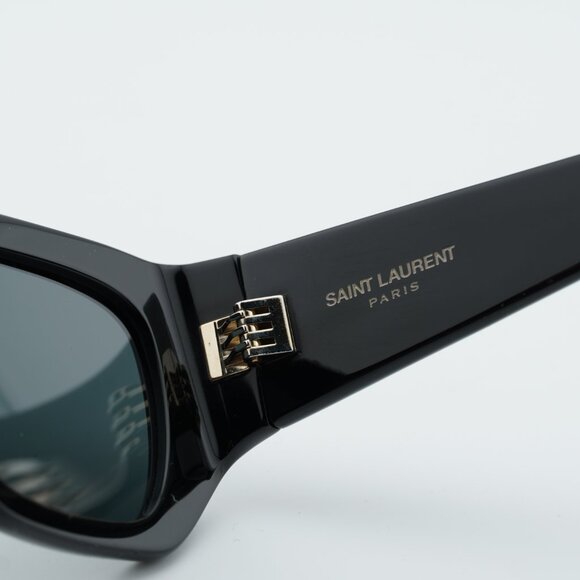 Saint Laurent SL740 005 Sunglasses Shiny Black Square Frame, Grey Lenses main image 4